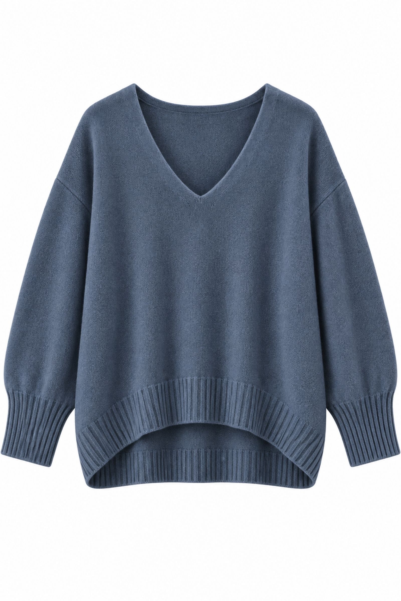 U100079-06_BLU MAGLIA OVERSIZE CON SCOLLO A V - Blu, TU