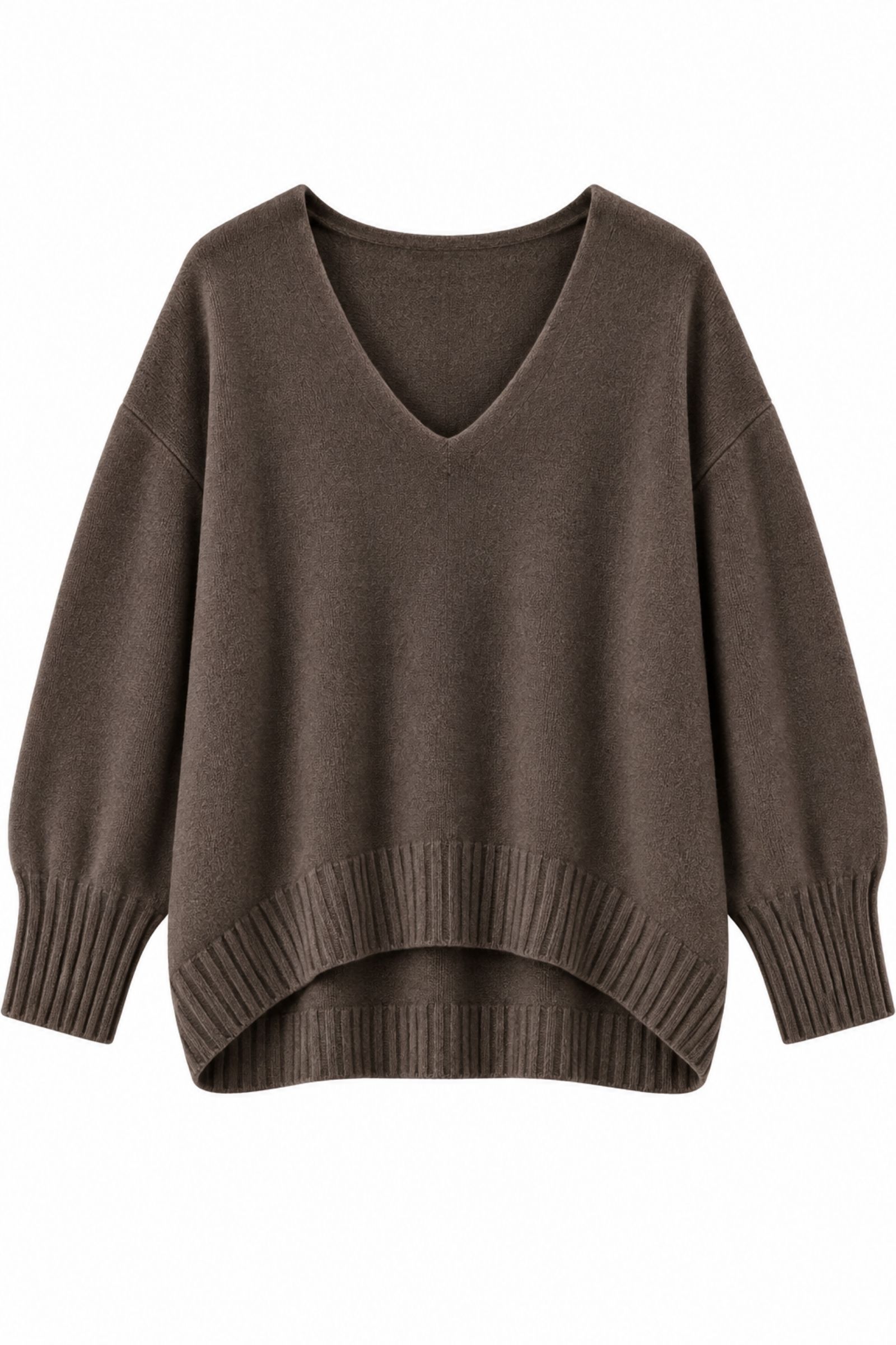 U100079-06_MORO MAGLIA OVERSIZE CON SCOLLO A V - Moro, TU