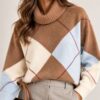 MAGLIONE OVERSIZE A ROMBI CON COLLO ALTO