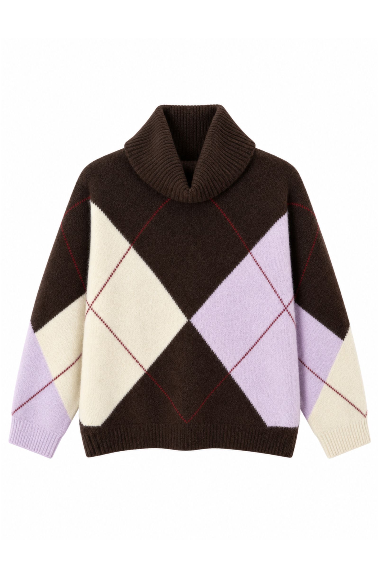 U69464-06_MORO MAGLIONE OVERSIZE A ROMBI CON COLLO ALTO - Moor, TU