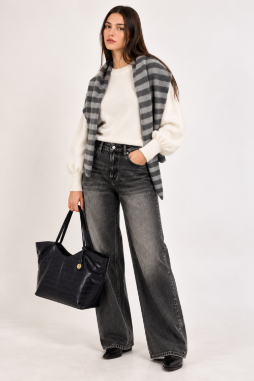 JEANS WIDE LEG EFFETTO SLAVATO